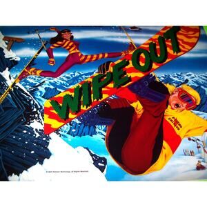 Wipe Out 1993 Original NOS Pinball Machine Translite Snowboard Skiing